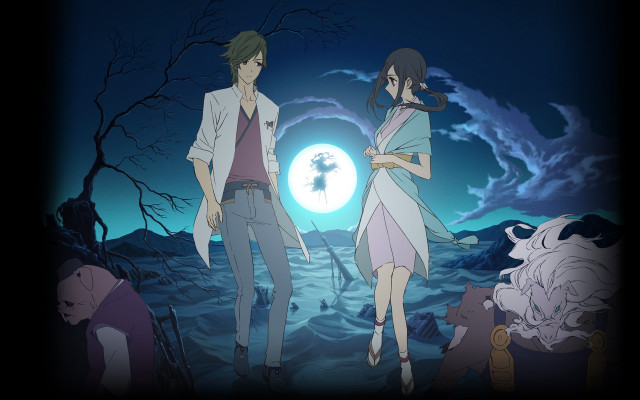 Couple full moon tree background free wallpaper - medium preview image