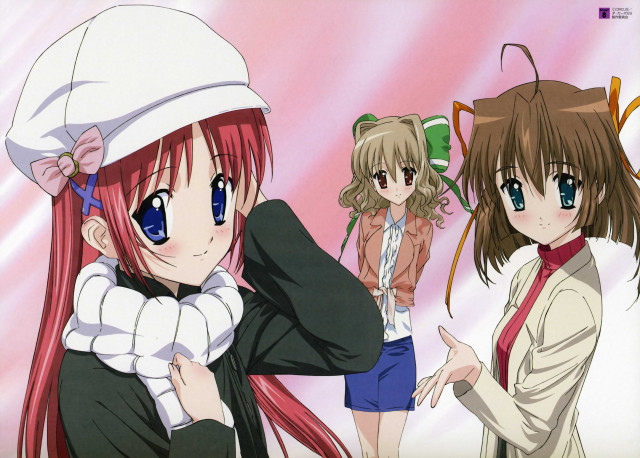 Anime girls pink background pink free wallpaper - medium preview image