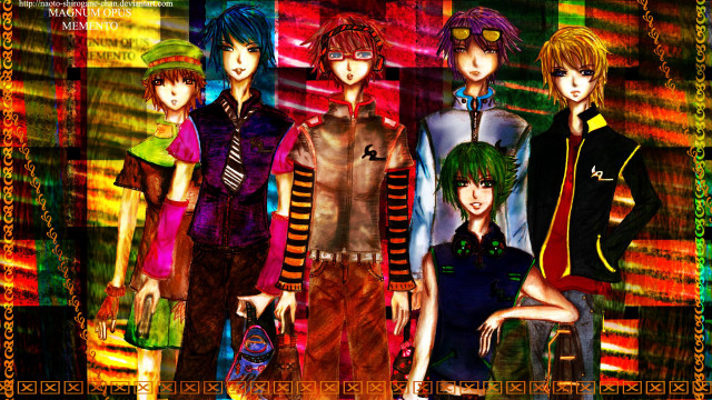 Anime characters group colorful background #6 free wallpaper - medium preview image