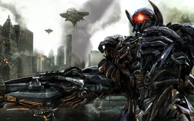 Robot cityscape giant armor glowing free wallpaper - medium preview image