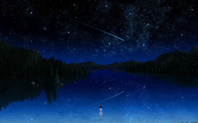 Person lake night sky stars #2 free wallpaper - medium preview image