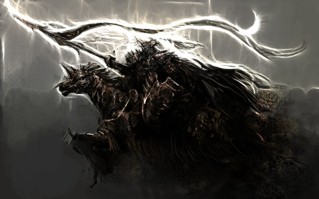 Bull horns back digital painting free wallpaper - medium preview image
