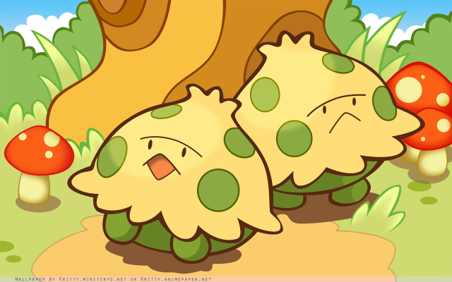 Cartoon couple mushroom forest background free wallpaper - medium preview image