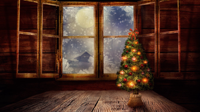 Christmas tree indoor winter snow free wallpaper - medium preview image
