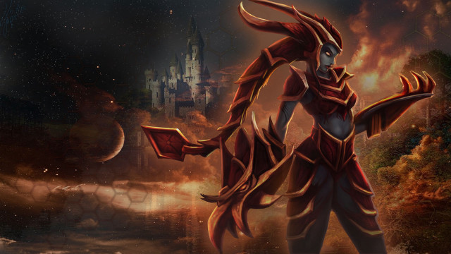 Demon castle fire sky painting free wallpaper - medium preview image