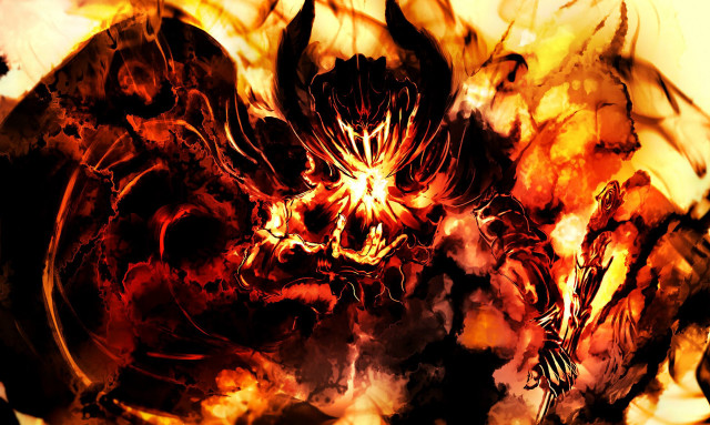 Demonic flame wings ember sunset free wallpaper - medium preview image