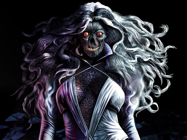 Creepy woman long hair white free wallpaper - medium preview image