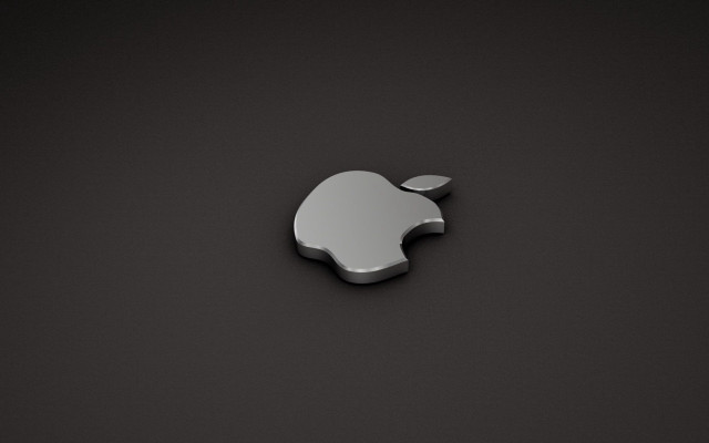 Silver apple logo black background free wallpaper - medium preview image