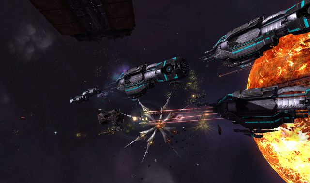 Ships flying space fire stars free wallpaper - medium preview image