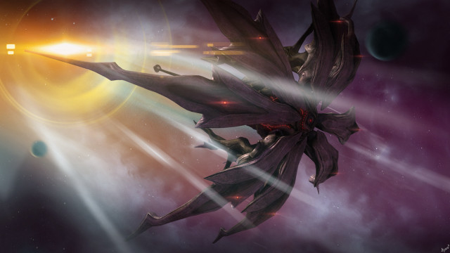 Spaceship flight bright light distant free wallpaper - medium preview image