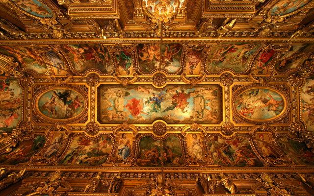 Ceiling painting people animals gold free wallpaper - medium preview image