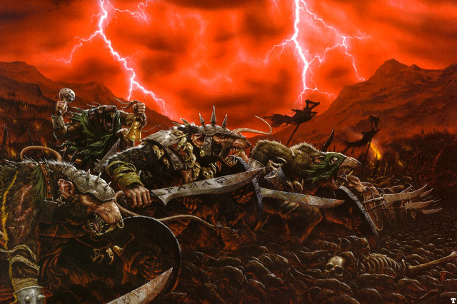 Men horses storm red sky free wallpaper - medium preview image