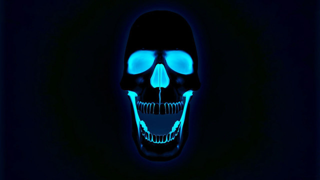 Glowing skull blue eyes hologram free wallpaper - medium preview image