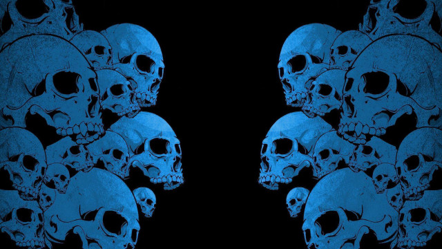 Skulls blue black background image free wallpaper - medium preview image