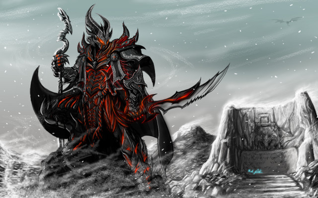Demon mountain sword drawing artwork free wallpaper - medium preview image