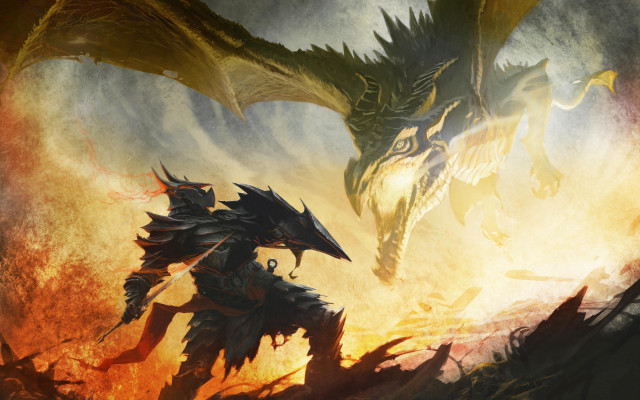 Dragon attacking demon battle fire free wallpaper - medium preview image