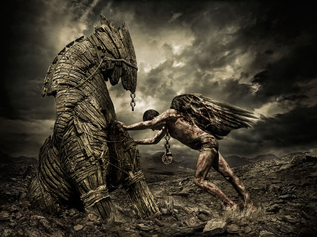 Man chains statue horse chains free wallpaper - medium preview image