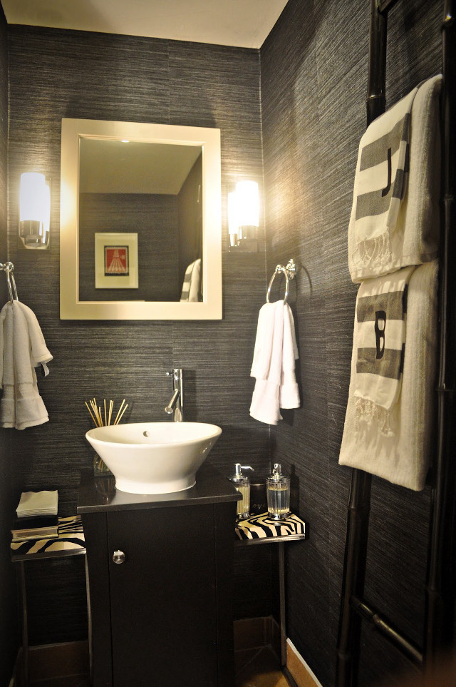 Bathroom sink mirror towels zebra free wallpaper - medium preview image