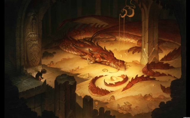 Dragon cave man woman sitting free wallpaper - medium preview image
