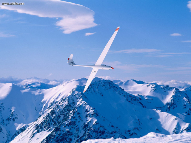 Glider flying snowy mountain range free wallpaper - medium preview image