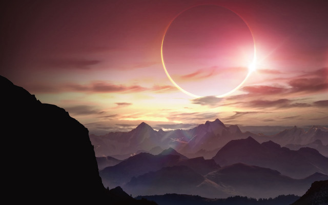 Large object flying over mountains free wallpaper - medium preview image