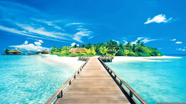 Wooden pier island hut beach #2 free wallpaper - medium preview image
