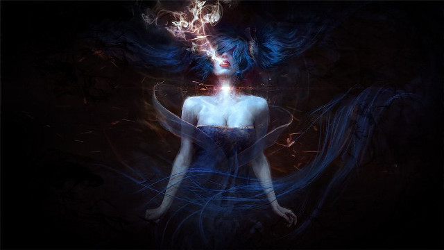 Blue hair white shirt blue free wallpaper - medium preview image