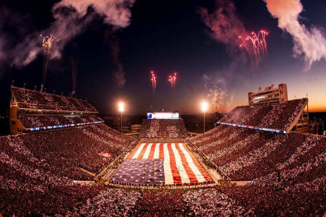 American flag fireworks stadium crowd #2 free wallpaper - medium preview image