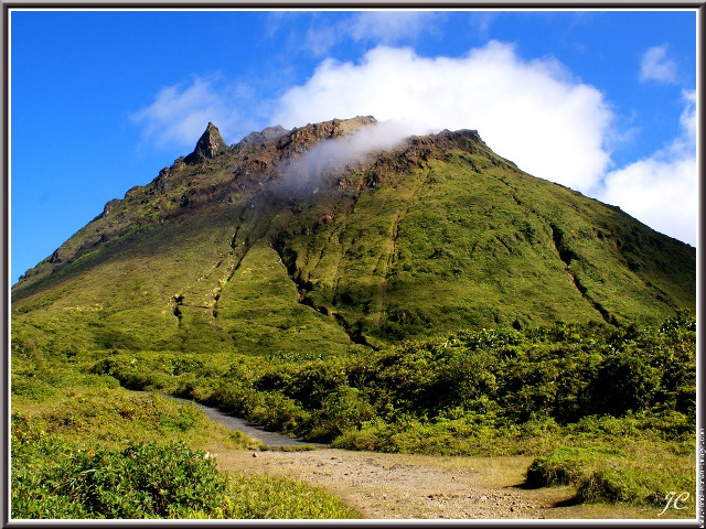 Mountain stream clouds trail grass free wallpaper - medium preview image