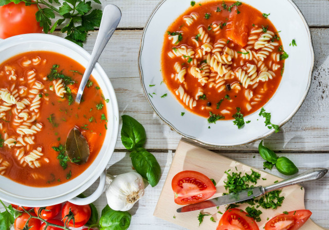 Pasta soup cutting board vegetables free wallpaper - medium preview image