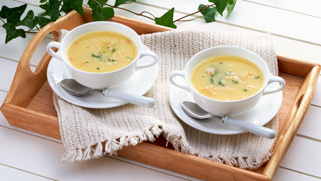 Two cups soup tray cloth free wallpaper - medium preview image