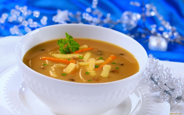 Soup carrots parsley plate blue free wallpaper - medium preview image