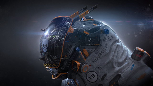 Futuristic man helmet sci fi free wallpaper - medium preview image