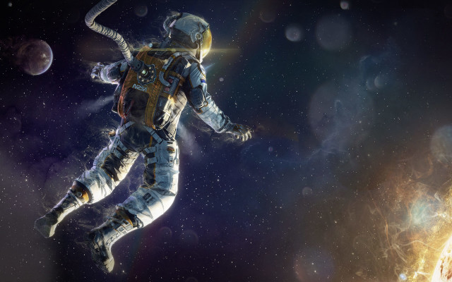 Man space suit floating planet free wallpaper - medium preview image
