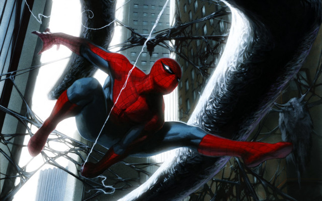 Spider man hanging upside down free wallpaper - medium preview image