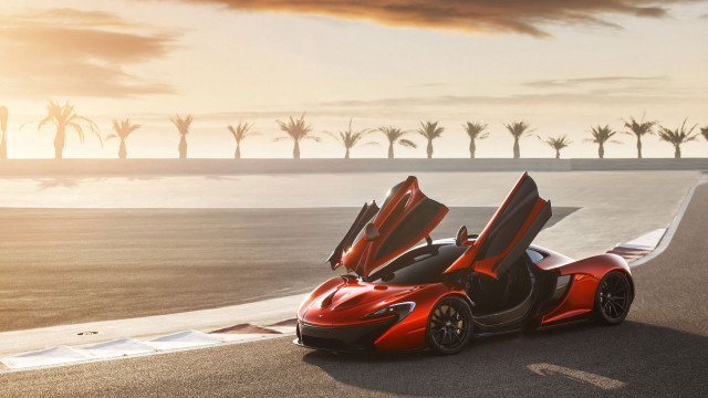 Red sports car open sunset free wallpaper - medium preview image