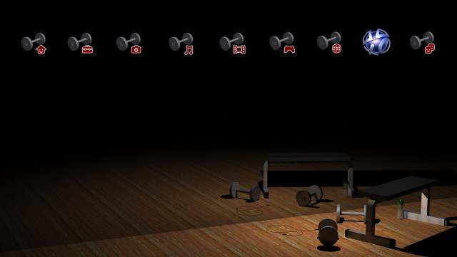 Dark room table dumbbells floor free wallpaper - medium preview image