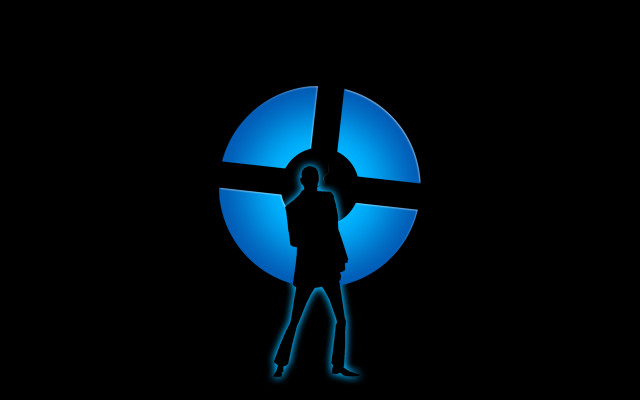 Person blue circle cross hologram free wallpaper - medium preview image