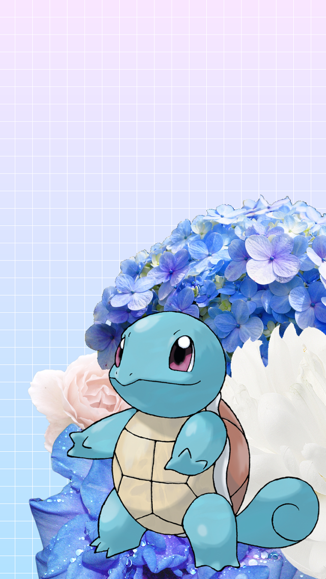 Blue white turtle flower background free wallpaper - medium preview image