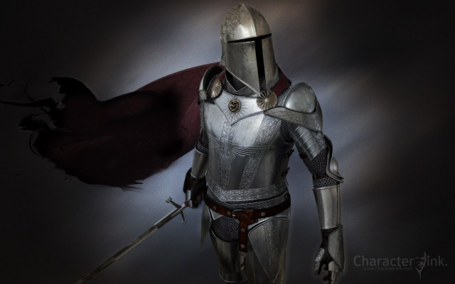 Knight full armor red cape free wallpaper - medium preview image