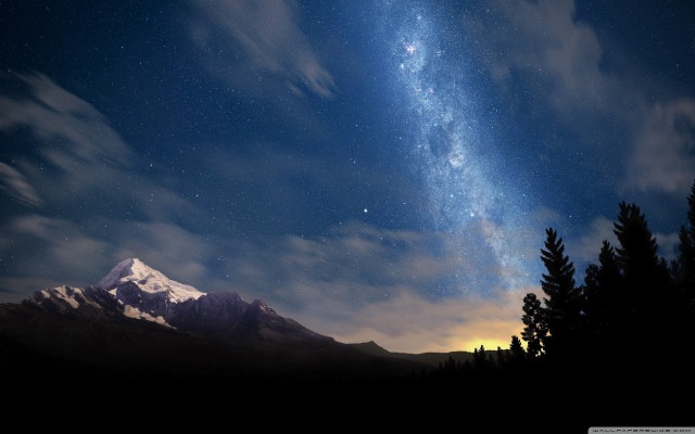 Night sky mountain trees bright #3 free wallpaper - medium preview image