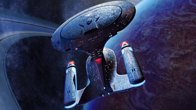 Spaceship flying planet star trek free wallpaper - medium preview image
