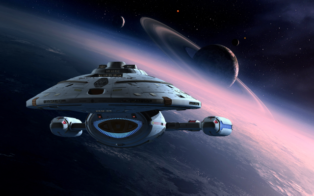 Spaceship flying sky planet star #2 free wallpaper - medium preview image