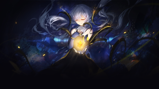 Woman white hair blue dress free wallpaper - medium preview image