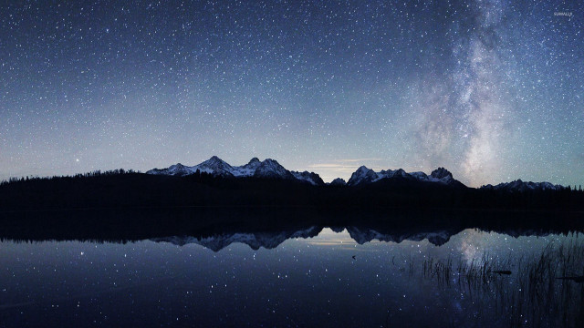 Lake mountain range star filled free wallpaper - medium preview image