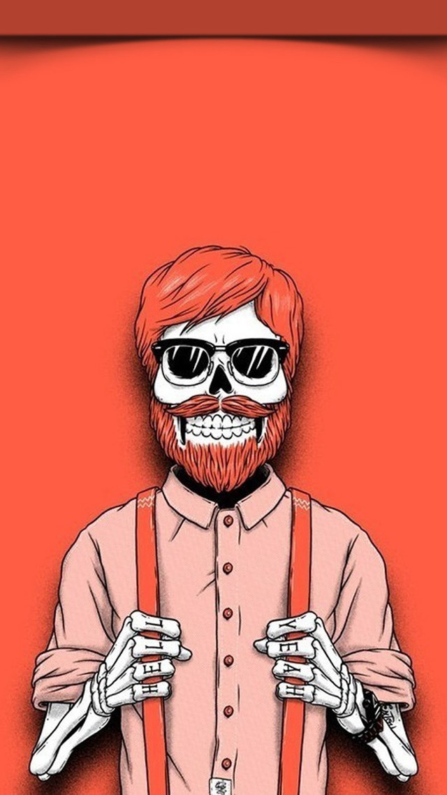 Bearded man synthwave red background free wallpaper - medium preview image