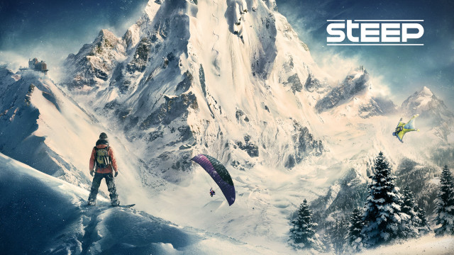 Man snow mountain parachute flying free wallpaper - medium preview image