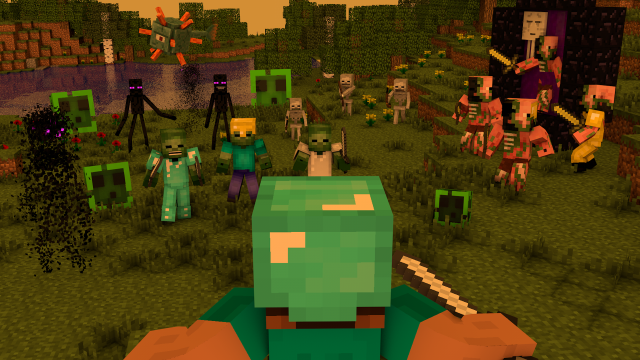 Minecraft group green block environment free wallpaper - medium preview image