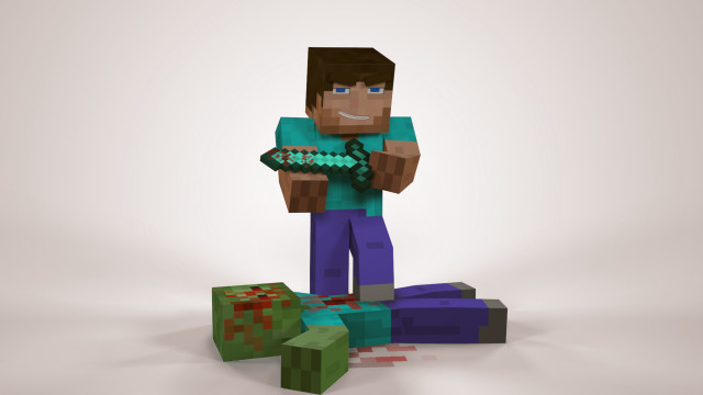 Man holding object minecraft style free wallpaper - medium preview image