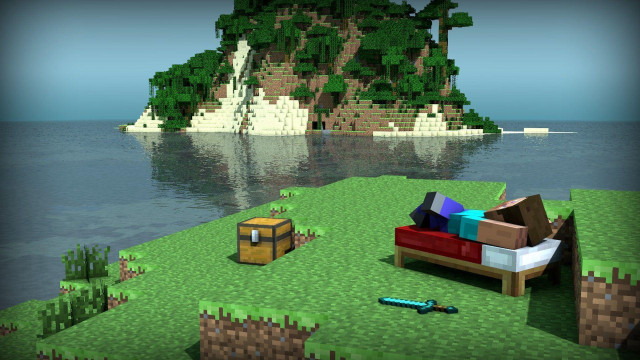Minecraft bed table rock island free wallpaper - medium preview image